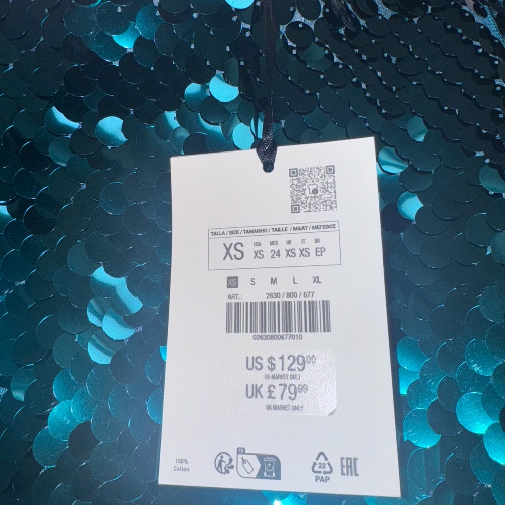 Zara Contrast Sequinned Skirt Limited Edition Dusty Mauve Size XS S 2630/800 NWT - Picture 7 of 8